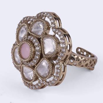 Amazing square and oval shape gold plated adjustable finger ring for women and girls 4
