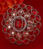 Appealing round shape gold plated adjustable finger ring for women and girls