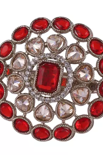 Appealing round shape gold plated adjustable finger ring for women and girls