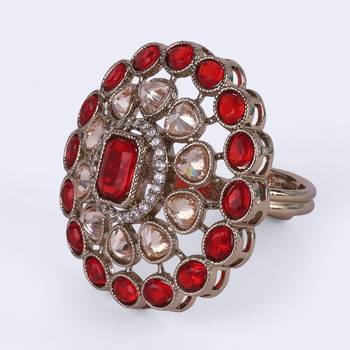 Appealing round shape gold plated adjustable finger ring for women and girls 3