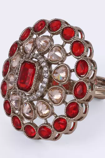 Appealing round shape gold plated adjustable finger ring for women and girls