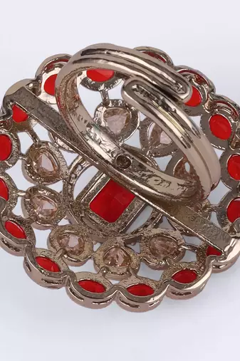 Appealing round shape gold plated adjustable finger ring for women and girls