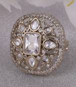 Astonish round and oval shape gold plated adjustable finger ring for women and girls