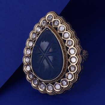 Attractive oval shape gold plated adjustable finger ring for women and girls 1