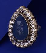 Attractive oval shape gold plated adjustable finger ring for women and girls