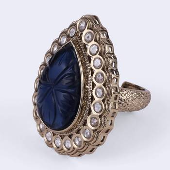 Attractive oval shape gold plated adjustable finger ring for women and girls 3