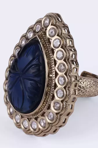 Attractive oval shape gold plated adjustable finger ring for women and girls
