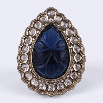 Attractive oval shape gold plated adjustable finger ring for women and girls 5