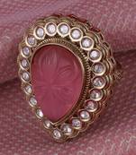 Beautiful oval shape gold plated adjustable finger ring for women and girls