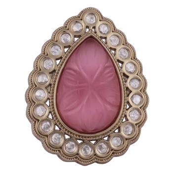 Beautiful oval shape gold plated adjustable finger ring for women and girls 2