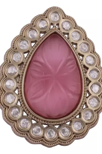 Beautiful oval shape gold plated adjustable finger ring for women and girls