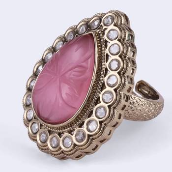 Beautiful oval shape gold plated adjustable finger ring for women and girls 3