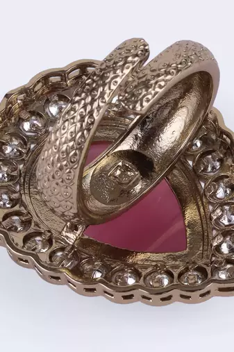 Beautiful oval shape gold plated adjustable finger ring for women and girls