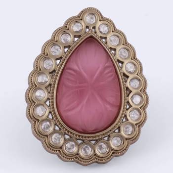 Beautiful oval shape gold plated adjustable finger ring for women and girls 5
