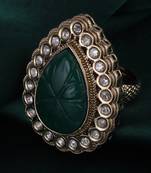 Brilliant oval shape gold plated adjustable finger ring for women and girls