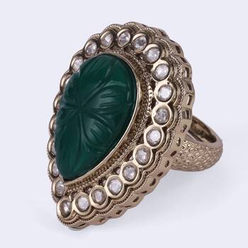 Brilliant oval shape gold plated adjustable finger ring for women and girls 3