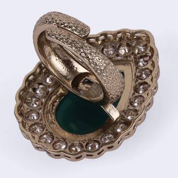 Brilliant oval shape gold plated adjustable finger ring for women and girls 4