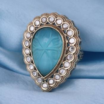 Charming oval shape gold plated adjustable finger ring for women and girls 1