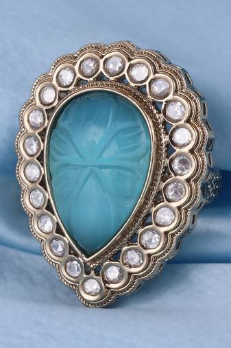 Charming oval shape gold plated adjustable finger ring for women and girls