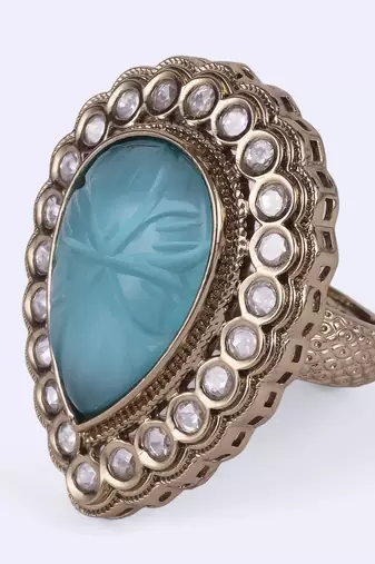 Charming oval shape gold plated adjustable finger ring for women and girls