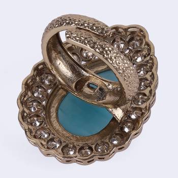 Charming oval shape gold plated adjustable finger ring for women and girls 4