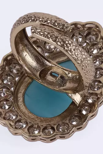 Charming oval shape gold plated adjustable finger ring for women and girls