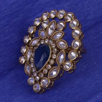 Classy oval shape gold plated adjustable finger ring for women and girls 1