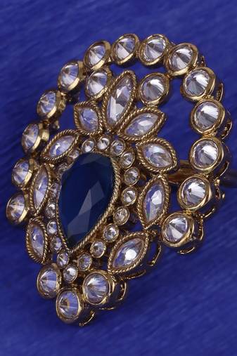 Classy oval shape gold plated adjustable finger ring for women and girls