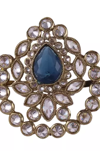 Classy oval shape gold plated adjustable finger ring for women and girls