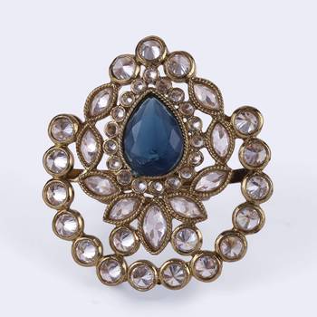 Classy oval shape gold plated adjustable finger ring for women and girls 5