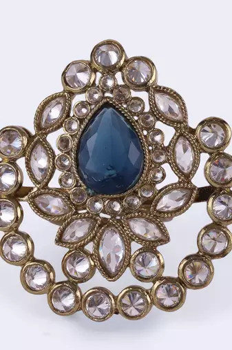 Classy oval shape gold plated adjustable finger ring for women and girls