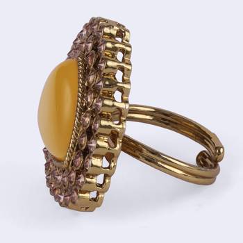 Common oval shape gold plated adjustable finger ring for women and girls 3