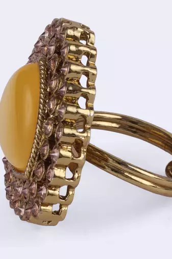 Common oval shape gold plated adjustable finger ring for women and girls
