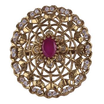 Contemporary round shape gold plated adjustable finger ring for women and girls 2
