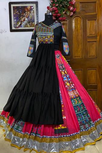 multicolor muslin cotton navratri special lehenga choli