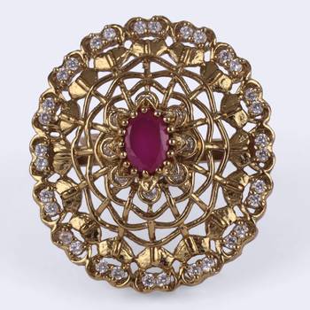 Contemporary round shape gold plated adjustable finger ring for women and girls 5