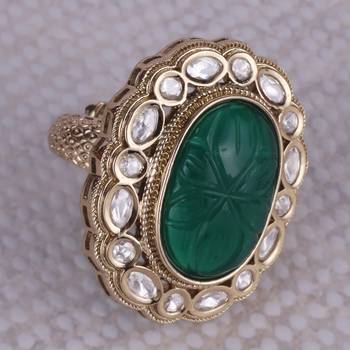 Creative round shape gold plated adjustable finger ring for women and girls 1