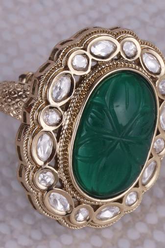 Creative round shape gold plated adjustable finger ring for women and girls
