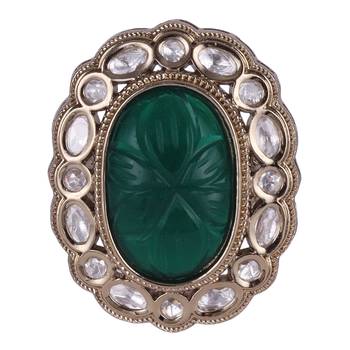 Creative round shape gold plated adjustable finger ring for women and girls 2
