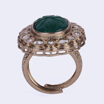 Creative round shape gold plated adjustable finger ring for women and girls 3