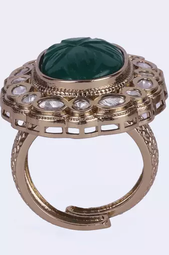 Creative round shape gold plated adjustable finger ring for women and girls