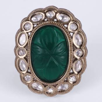 Creative round shape gold plated adjustable finger ring for women and girls 4