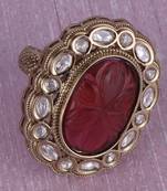 Dazzling round shape gold plated adjustable finger ring for women and girls