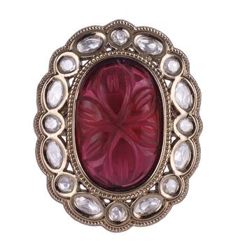 Dazzling round shape gold plated adjustable finger ring for women and girls 2