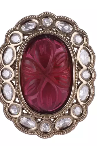 Dazzling round shape gold plated adjustable finger ring for women and girls