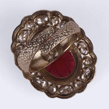 Dazzling round shape gold plated adjustable finger ring for women and girls 4