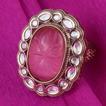 Delightful round shape gold plated adjustable finger ring for women and girls 1