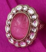 Delightful round shape gold plated adjustable finger ring for women and girls