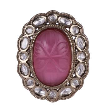 Delightful round shape gold plated adjustable finger ring for women and girls 2