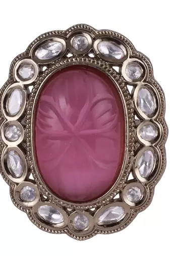 Delightful round shape gold plated adjustable finger ring for women and girls
